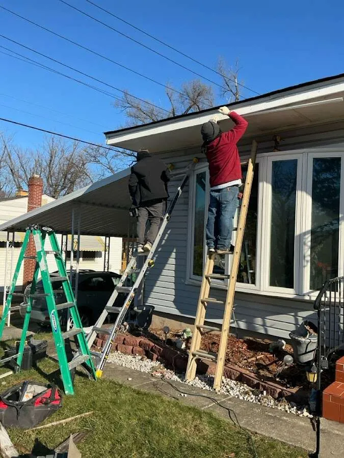 Restoration crew performing exterior repair in Myrtle Grove